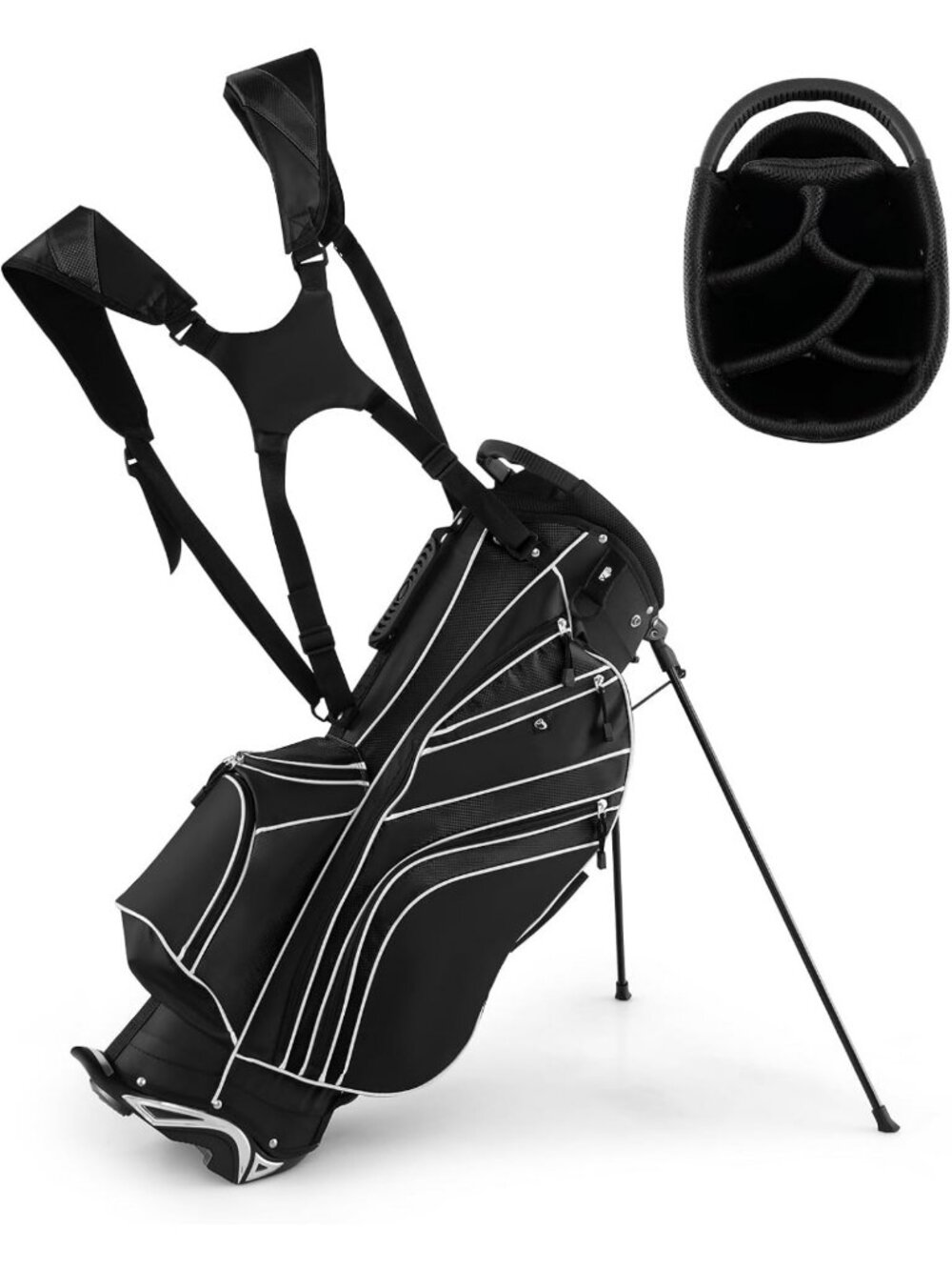Lightweight 6-Way Divider Golf Stand Bag with 8 Pockets, Rain Hood & Umbrella